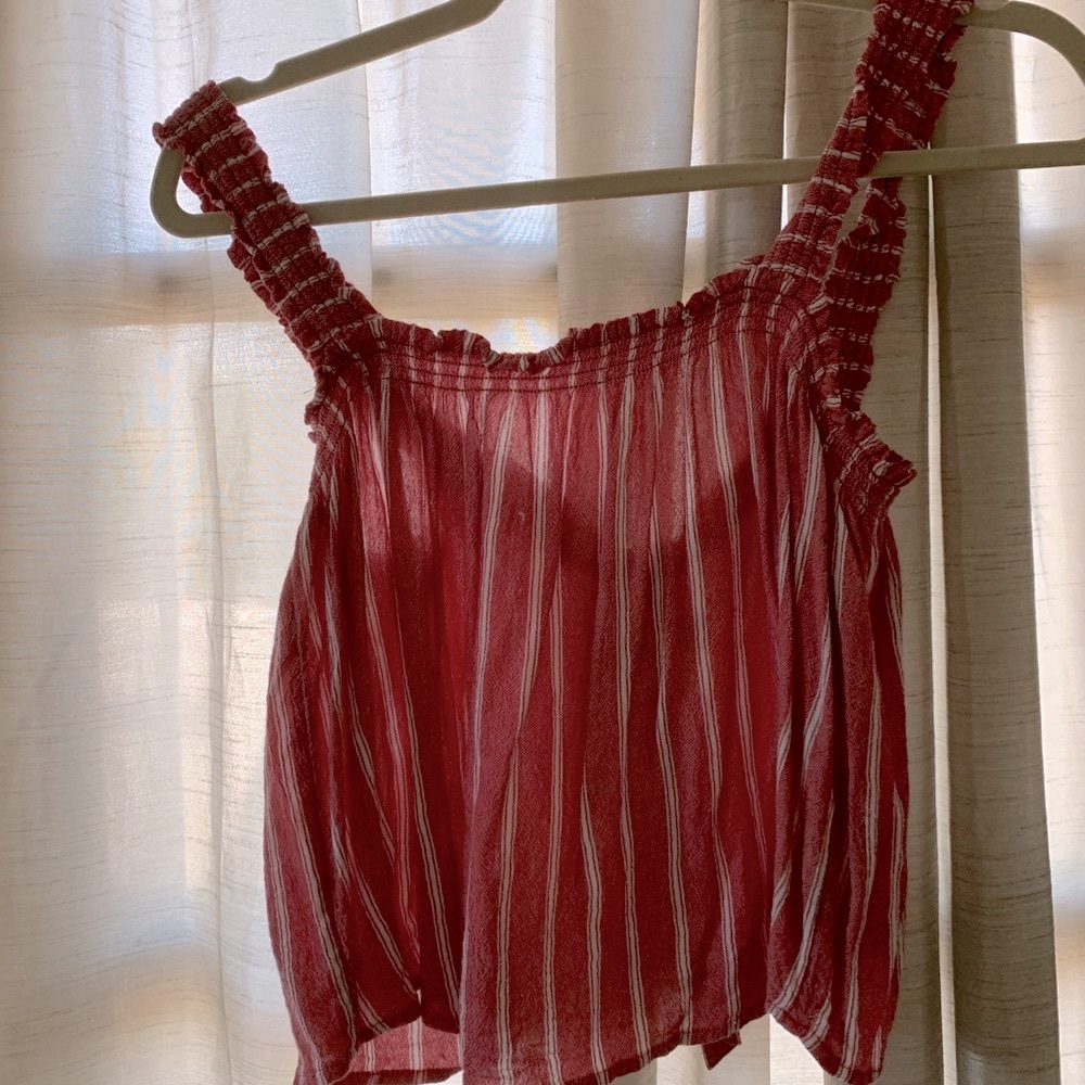 Vertical red and white crop top